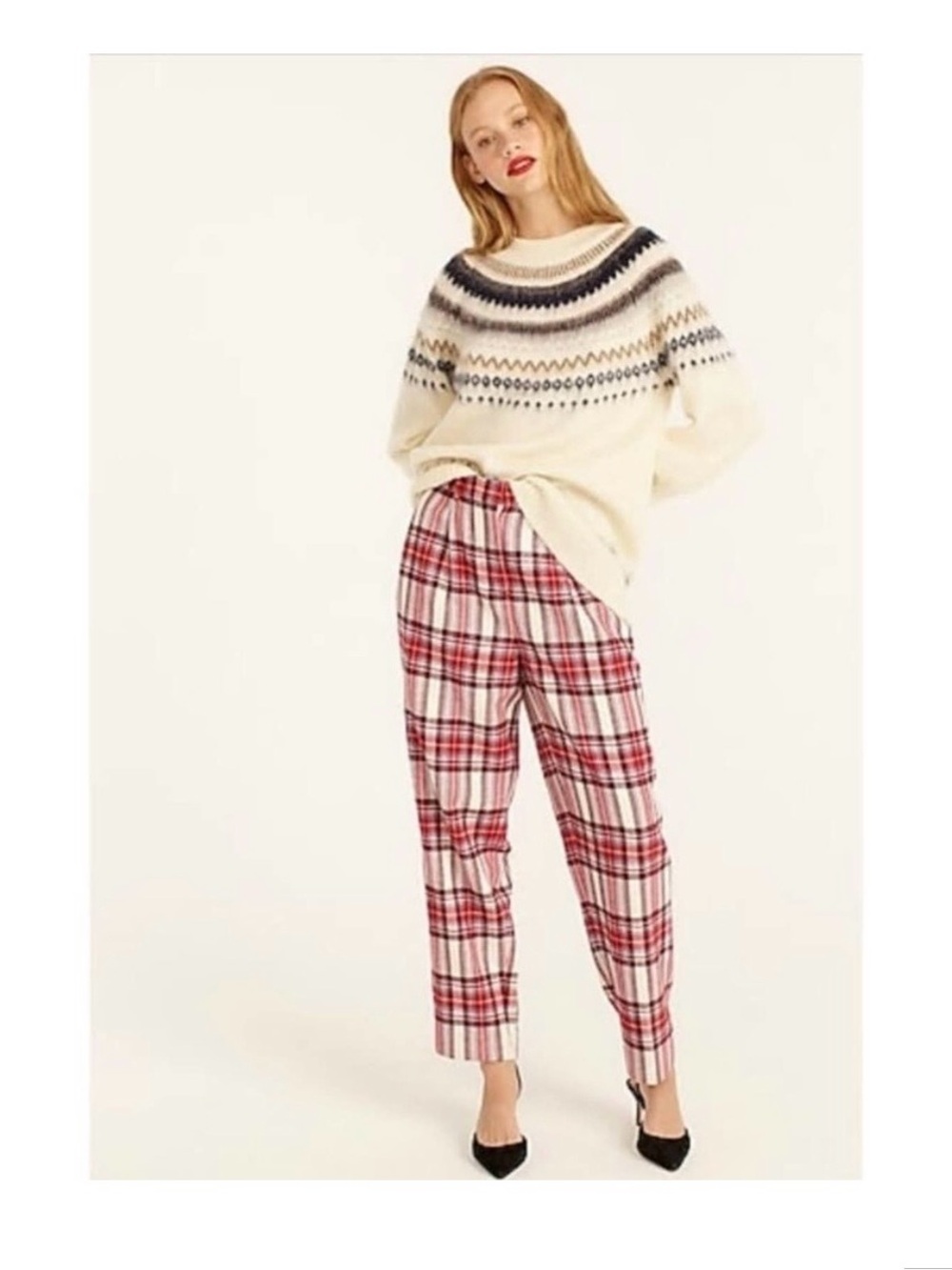 J. CREW Nello Gori Italian Tapered Wool Pants Vintage Plaid size 16